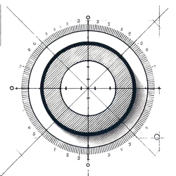 Sketch of concentric circles, like a compass rose