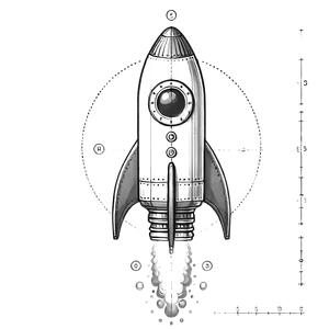 Sketch of a rocket lifting off